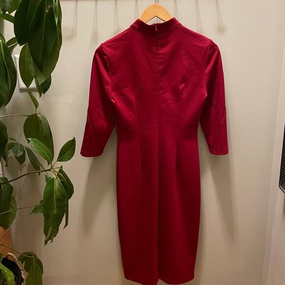 NWOT Vfshow Vfemage Red Mandarin Collar Midi Dress Small – Valentine’s Day - Picture 2 of 7